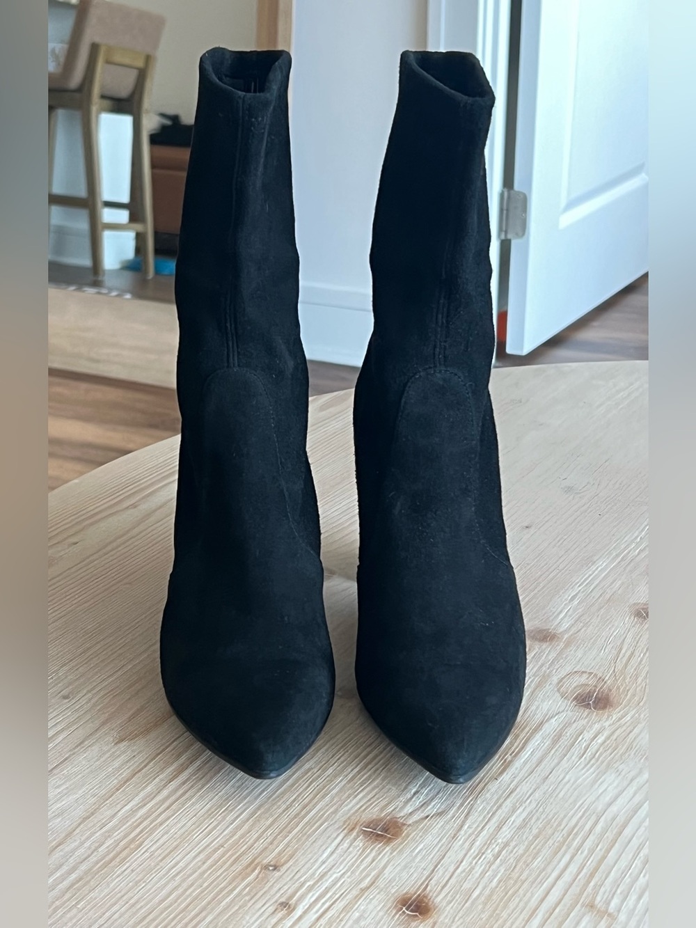 Stuart Weitzman Black Suede Pointed Toe Sock Booties Size 8